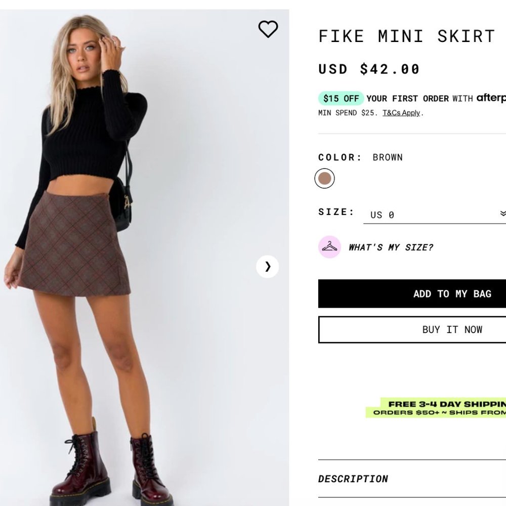 Plaid Skirt BRAND NEW Princess Polly